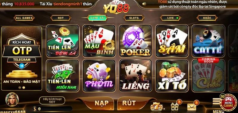 Game bài Casino và game bài truyền thống đều có đầy đủ tại YO88